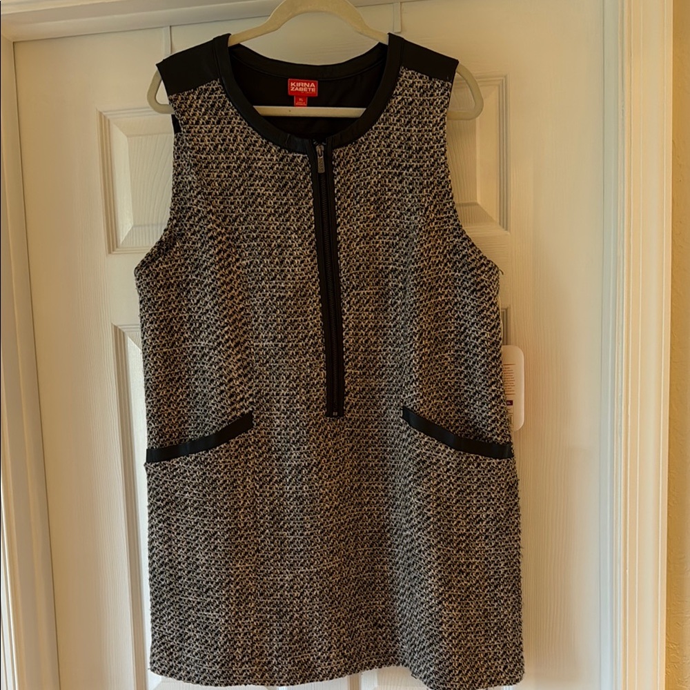 Kirna Zabete Black and White Sheath Mini Dress